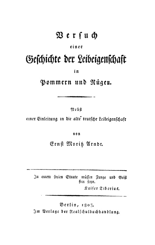 Versuch einer Geschichte der Leibeigenschaft in Pommern und Rugen German Edition Ernst Moritz Arndt Kitap Kapağı
