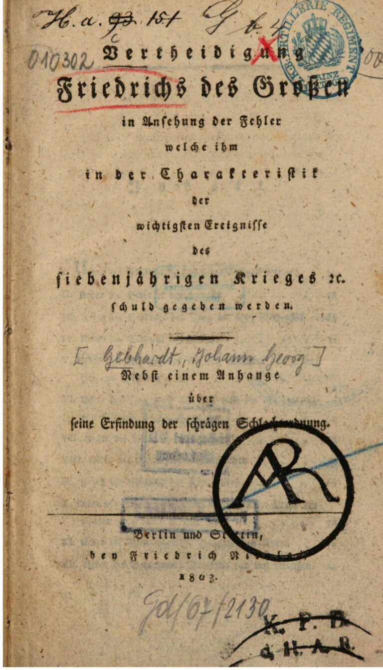 Verteidigung Friedrichs des Grossen in Ansehung der Fehler welche ihm in German Edition Johann Georg Gebhardt Kitap Kapağı