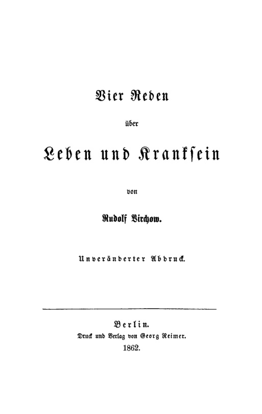 Vier Reden uber Leben und Kranksein German Edition Rudolf Virchow Kitap Kapağı