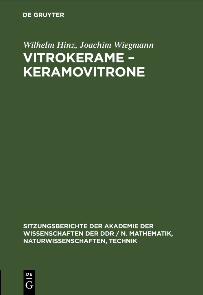 Vitrokerame Keramovitrone German Edition Wilhelm Hinz Kitap Kapağı