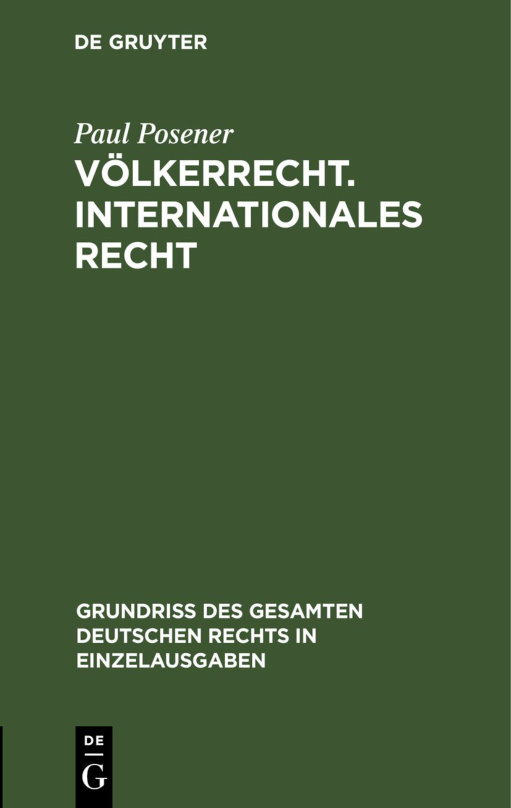Volkerrecht Internationales Recht German Edition Paul Posener Kitap Kapağı
