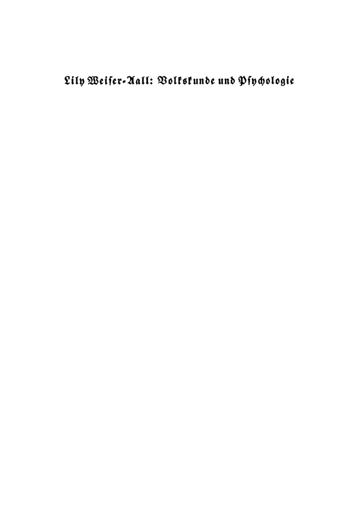 Volkskunde und Psychologie German Edition Lily Weiser Aall Kitap Kapağı