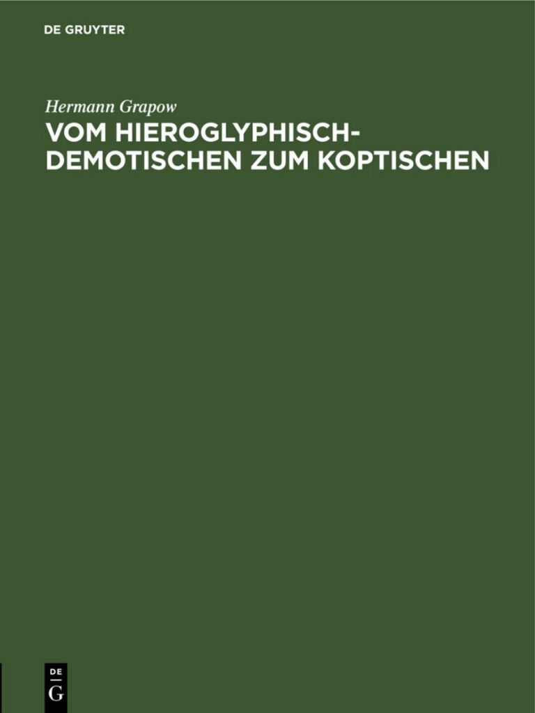 Vom Hieroglyphisch Demotischen zum Koptischen German Edition Hermann Grapow Kitap Kapağı