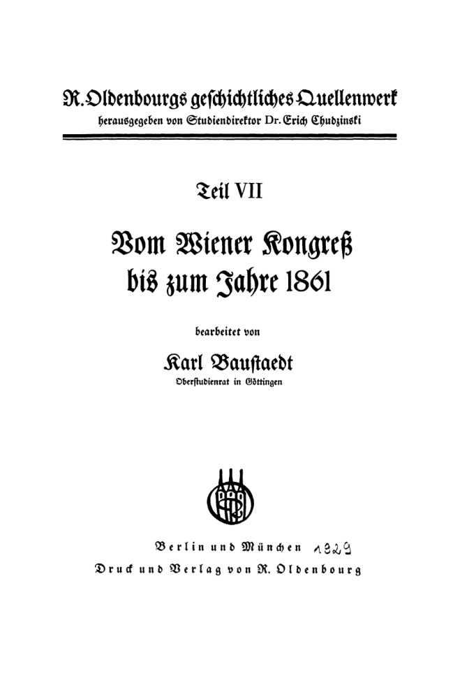 Vom Wiener Kongress bis zum Jahre 1861 German Edition Erich Chudzinski Kitap Kapağı