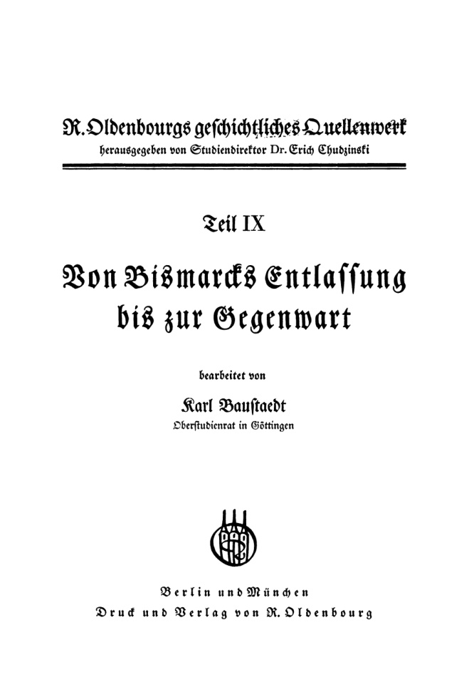 Von Bismarcks Entlassung bis zur Gegenwart German Edition Erich Chudzinski Kitap Kapağı