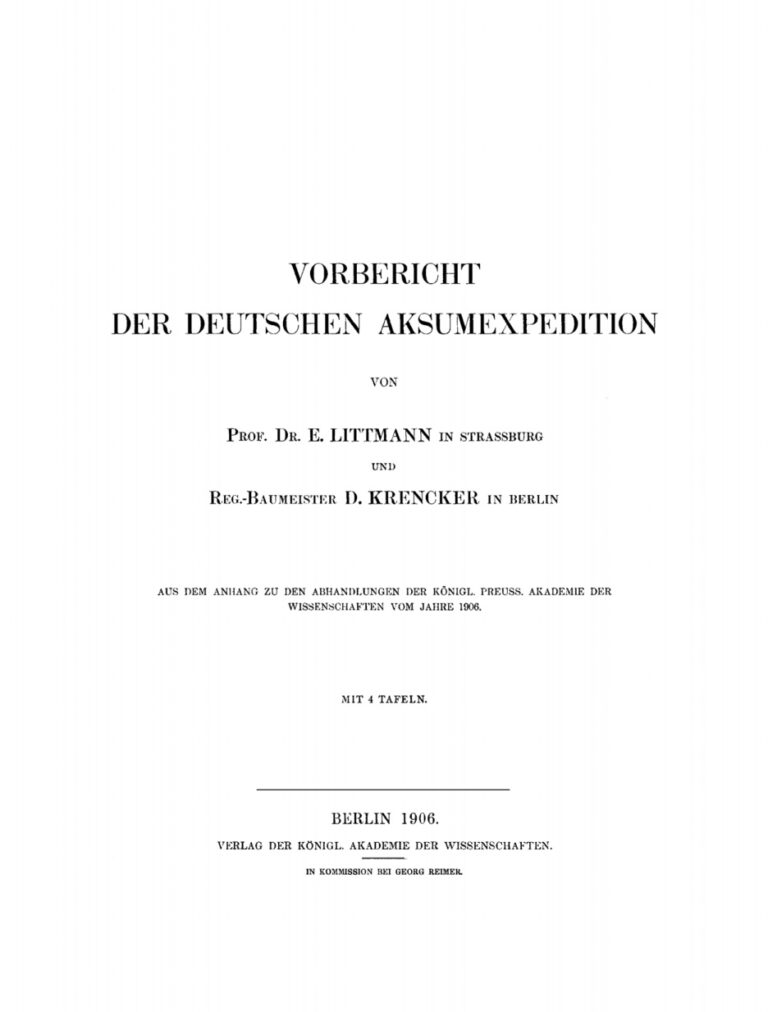 Vorbericht der Deutschen Aksumexpedition German Edition E Littmann Kitap Kapağı
