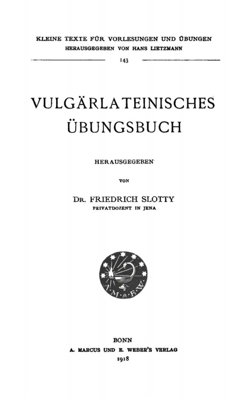 Vulgärlateinisches Übungsbuch PDF Download