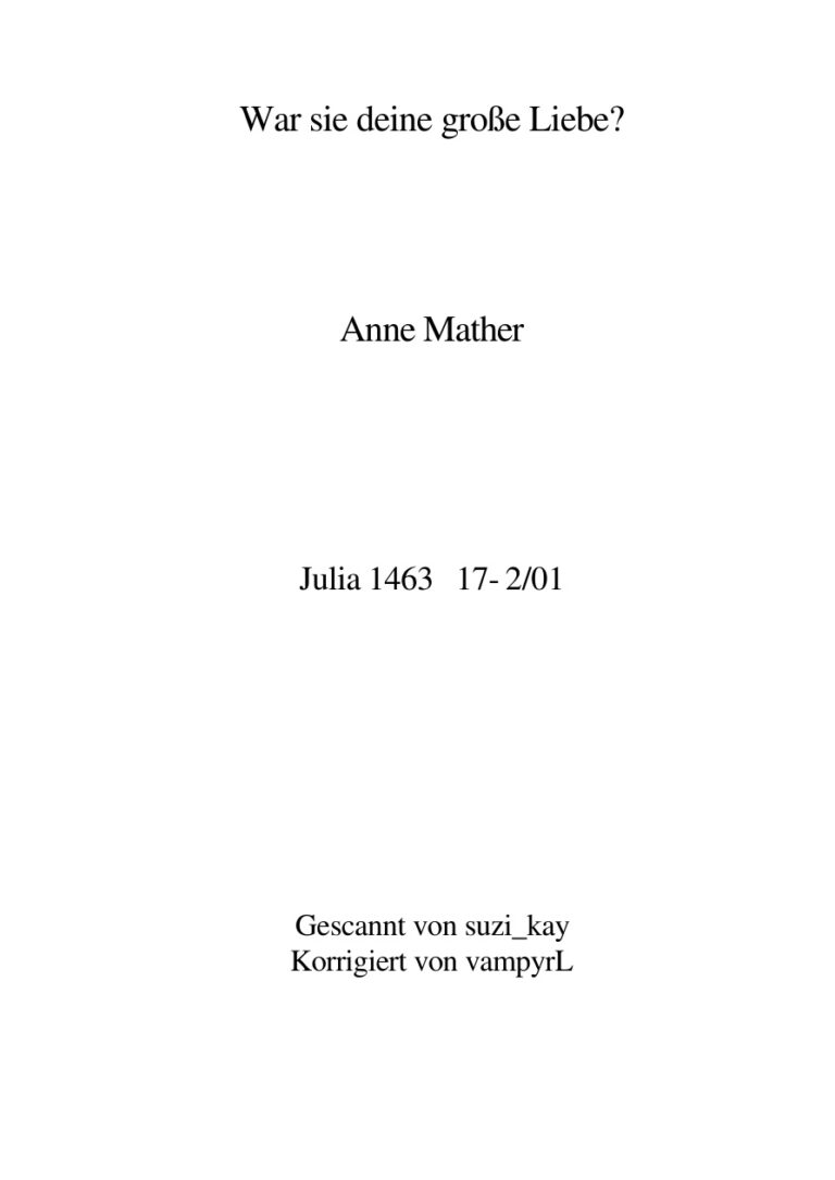 War Sie Deine Grosse Liebe German Edition Mather Anne Kitap Kapağı