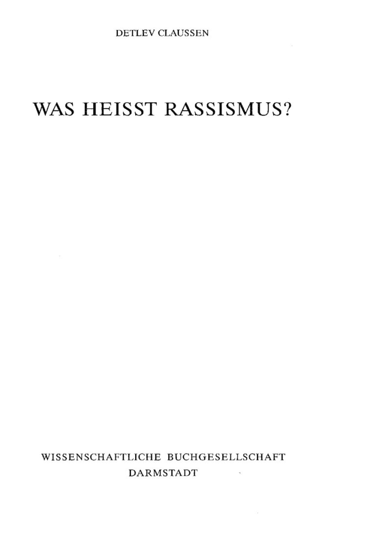 Was heisst Rassismus German Edition Detlev Claussen Kitap Kapağı