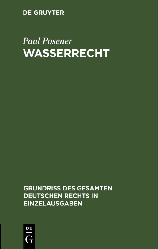 Wasserrecht German Edition Paul Posener Kitap Kapağı