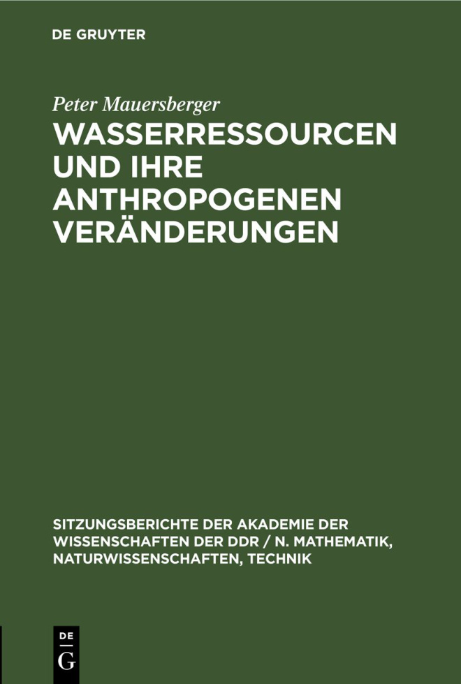 Wasserressourcen und ihre anthropogenen Veränderungen PDF Download