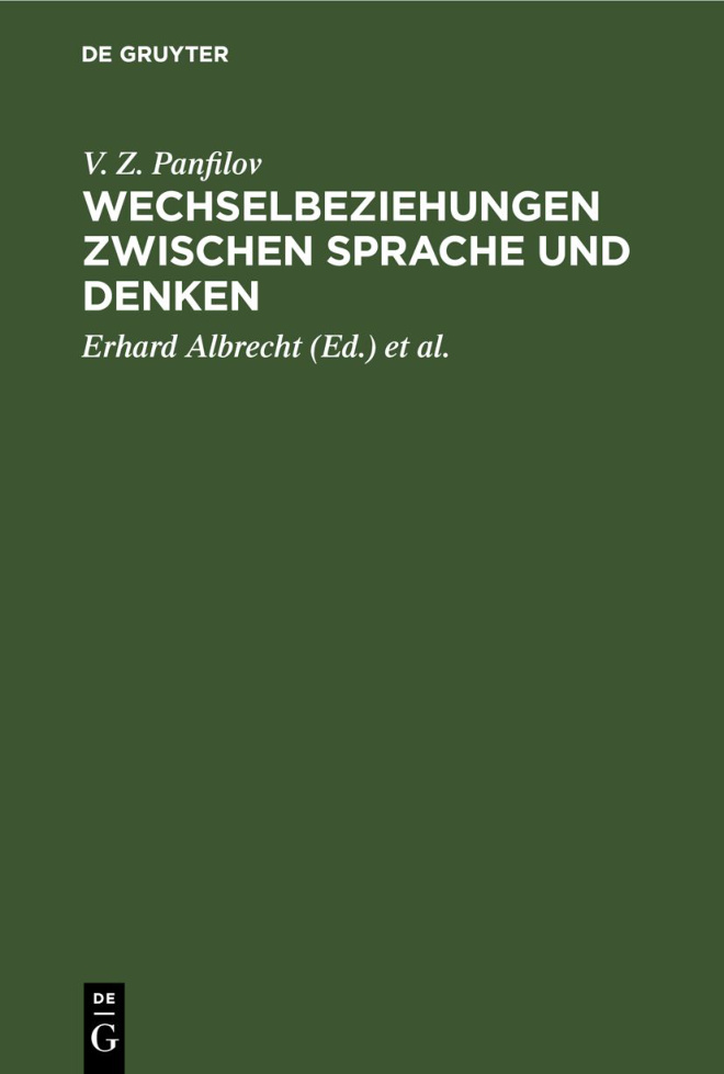 Wechselbeziehungen zwischen Sprache und Denken German Edition V Z Panfilov Kitap Kapağı