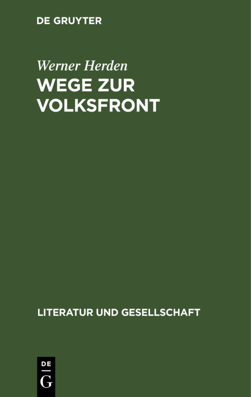 Wege zur Volksfront PDF Download