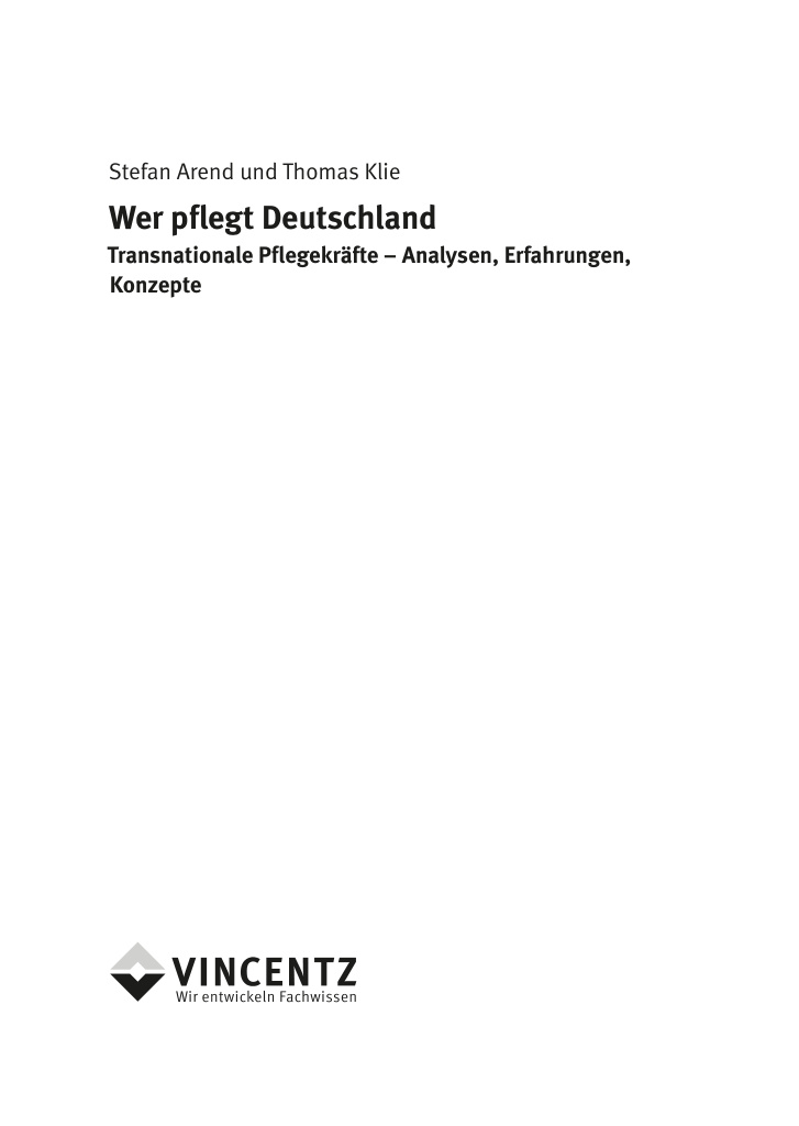 Wer pflegt Deutschland German Edition Stefan Arend Kitap Kapağı