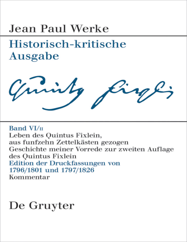Werke Band VI2 Leben des Quintus Fixlein German Edition Jean Paul Kitap Kapağı