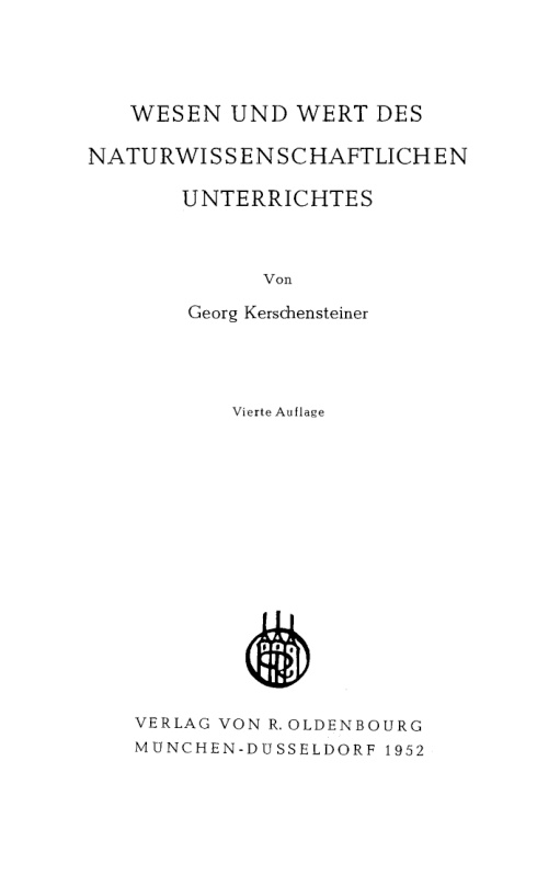 Wesen und Wert des naturwissenschaftlichen Unterrichtes PDF Download