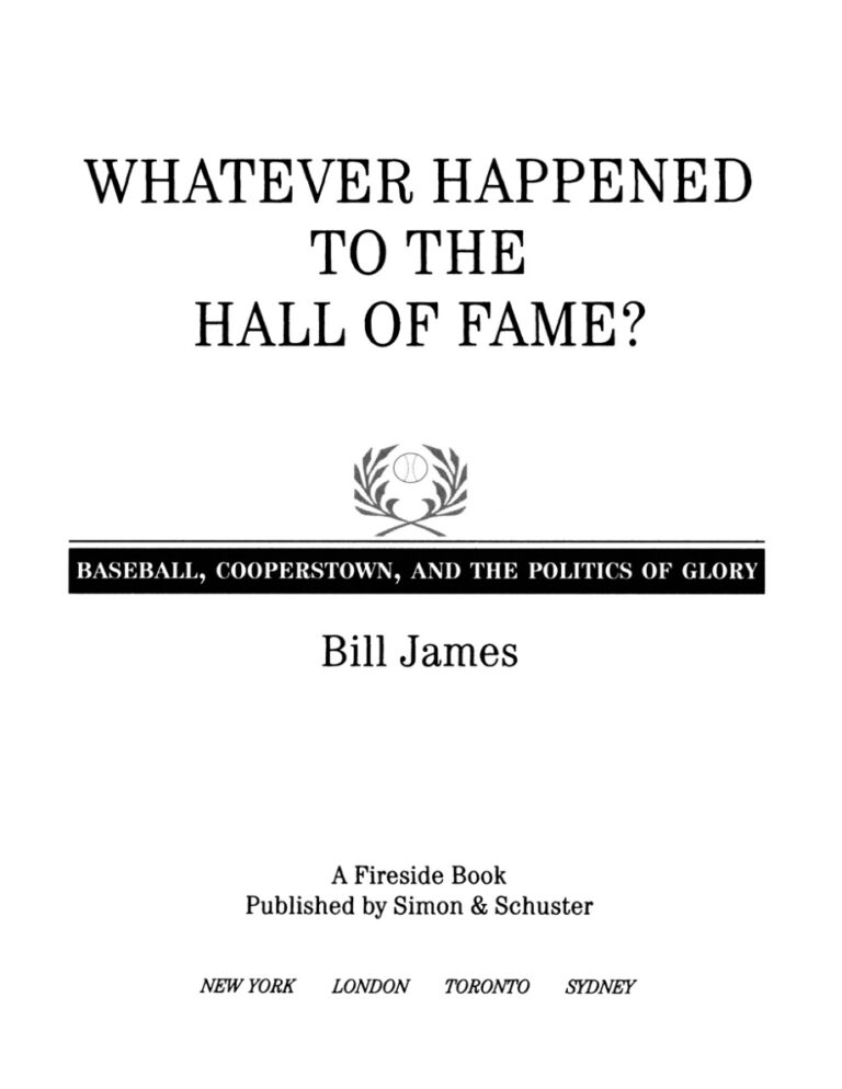 Whatever Happened to the Hall of Fame Bill james Kitap Kapağı