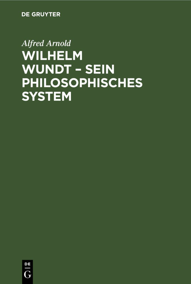 Wilhelm Wundt Sein philosophisches System German Edition Alfred Arnold Kitap Kapağı
