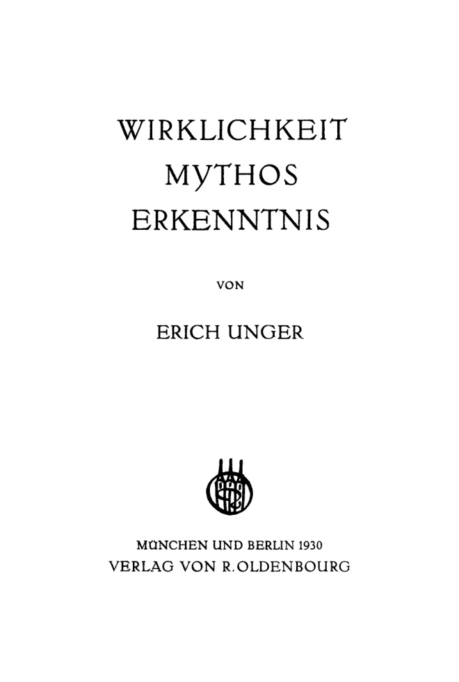 Wirklichkeit Mythos Erkenntnis German Edition Erich Unger Kitap Kapağı