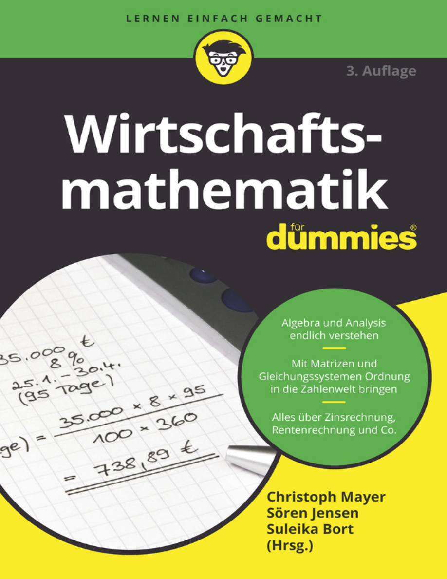 Wirtschaftsmathematik fur Dummies German Edition Christoph Mayer Kitap Kapağı
