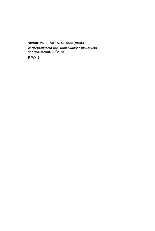 Wirtschaftsrecht und Aussenwirtschaftsverkehr der Volksrepublik China German Edition Norbert Horn Kitap Kapağı