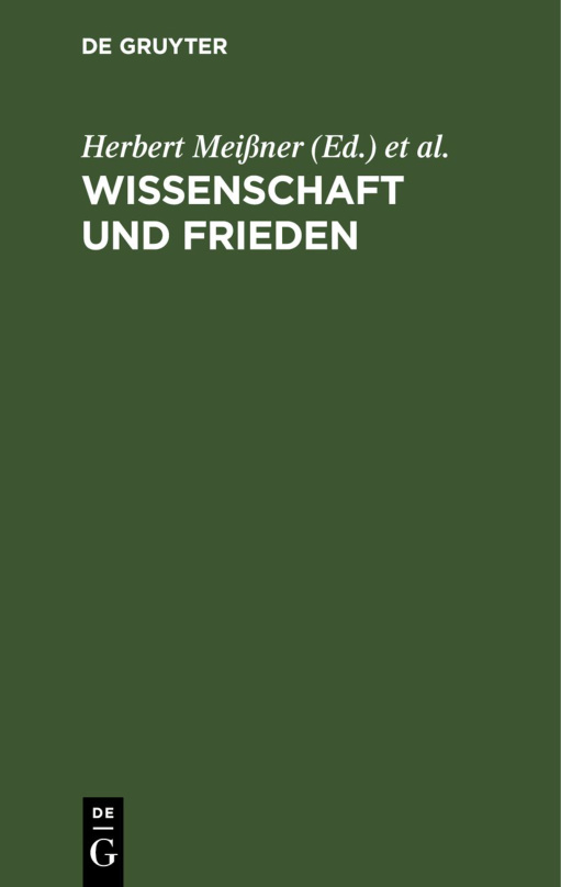 Wissenschaft und Frieden German Edition Herbert Meissner Kitap Kapağı