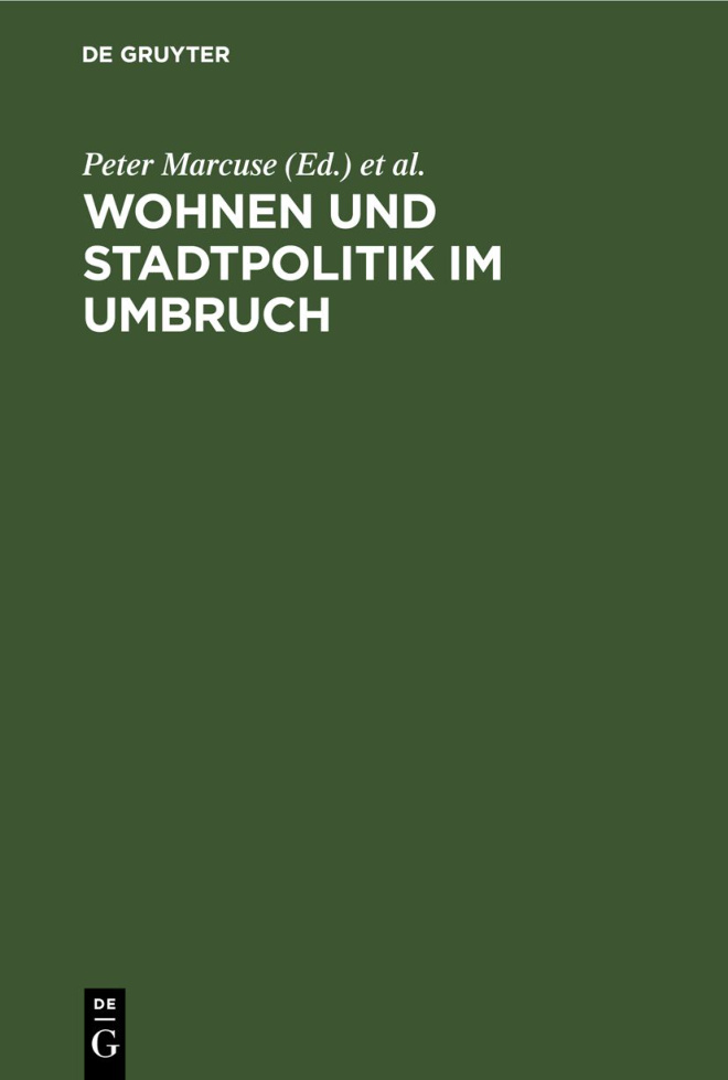 Wohnen und Stadtpolitik im Umbruch German Edition Peter Marcuse Kitap Kapağı