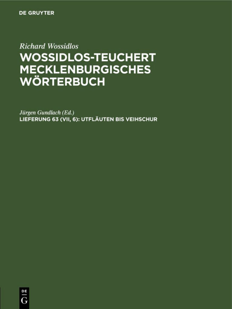 Wossidlos Teuchert Mecklenburgisches Worterbuch German Edition Jurgen Gundlach Kitap Kapağı