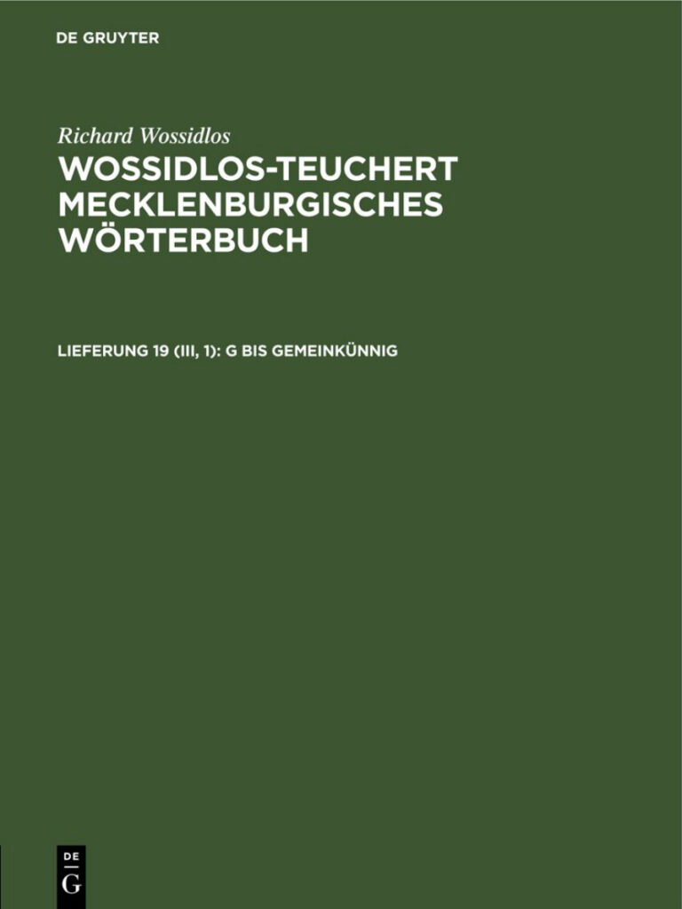 Wossidlos Teuchert Mecklenburgisches Worterbuch German Edition Katharina Hagenow Kitap Kapağı