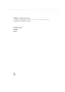 Zarys Estetyki Problematyka metody teorie Polish Edition Maria Gołaszewska Kitap Kapağı