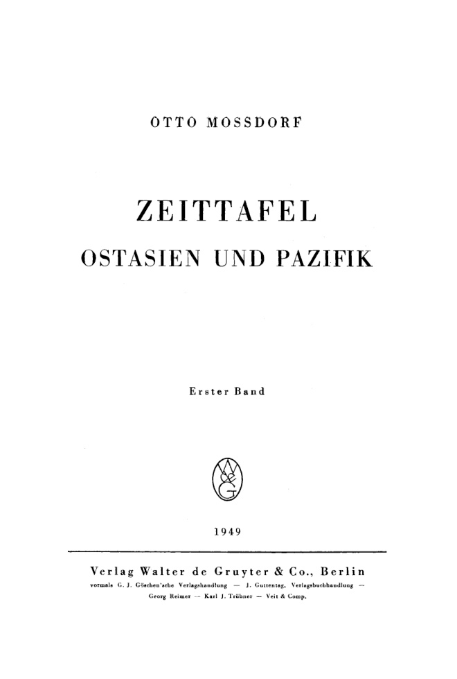 Zeittafel Ostasien und Pazifik Band 1 German Edition Otto Mossdorf Kitap Kapağı