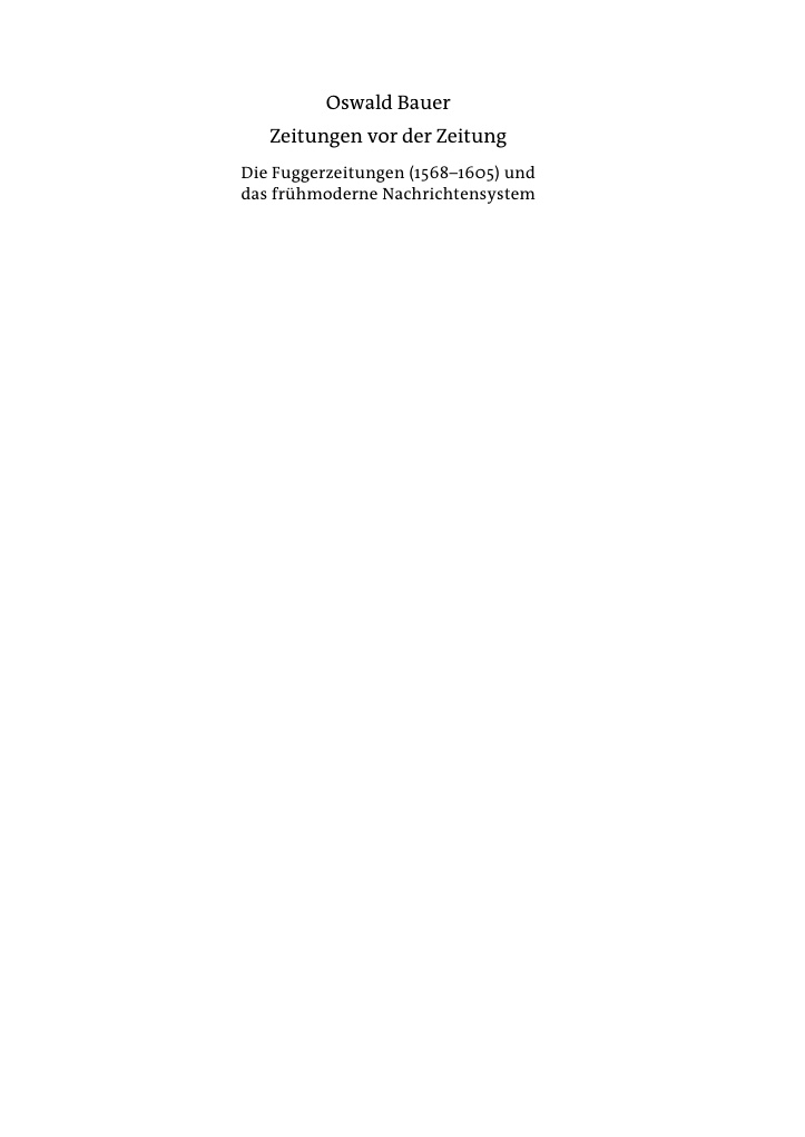 Zeitungen vor der Zeitung German Edition Oswald Bauer Kitap Kapağı
