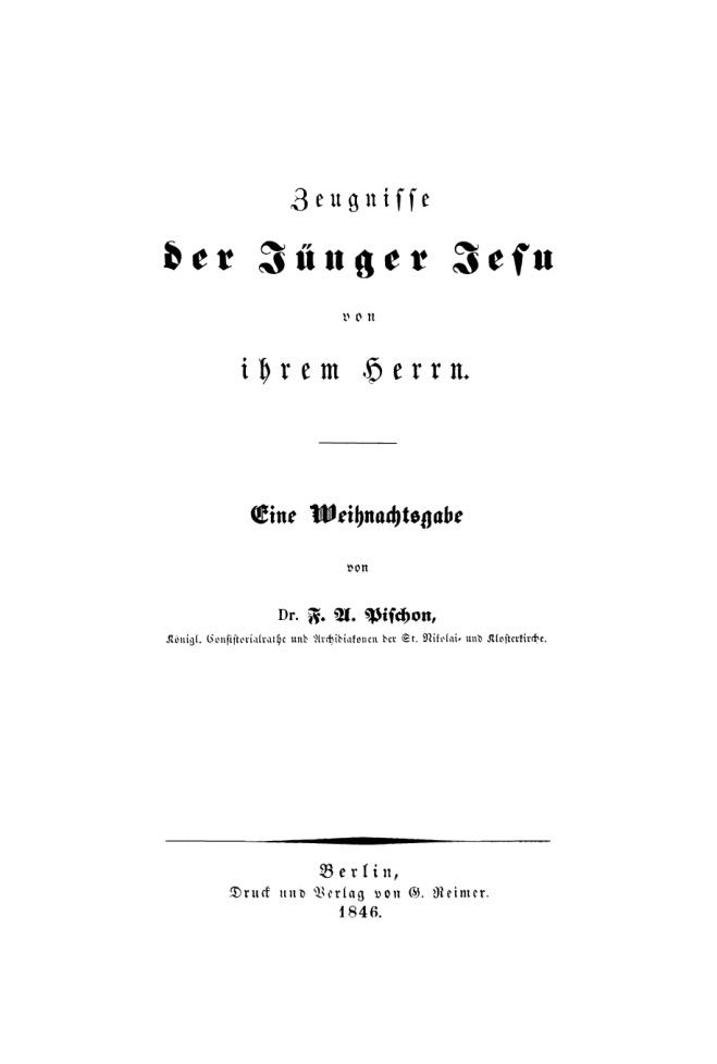 Zeugnisse der Junger Jesu von ihrem Herrn German Edition Fr A Pischon Kitap Kapağı