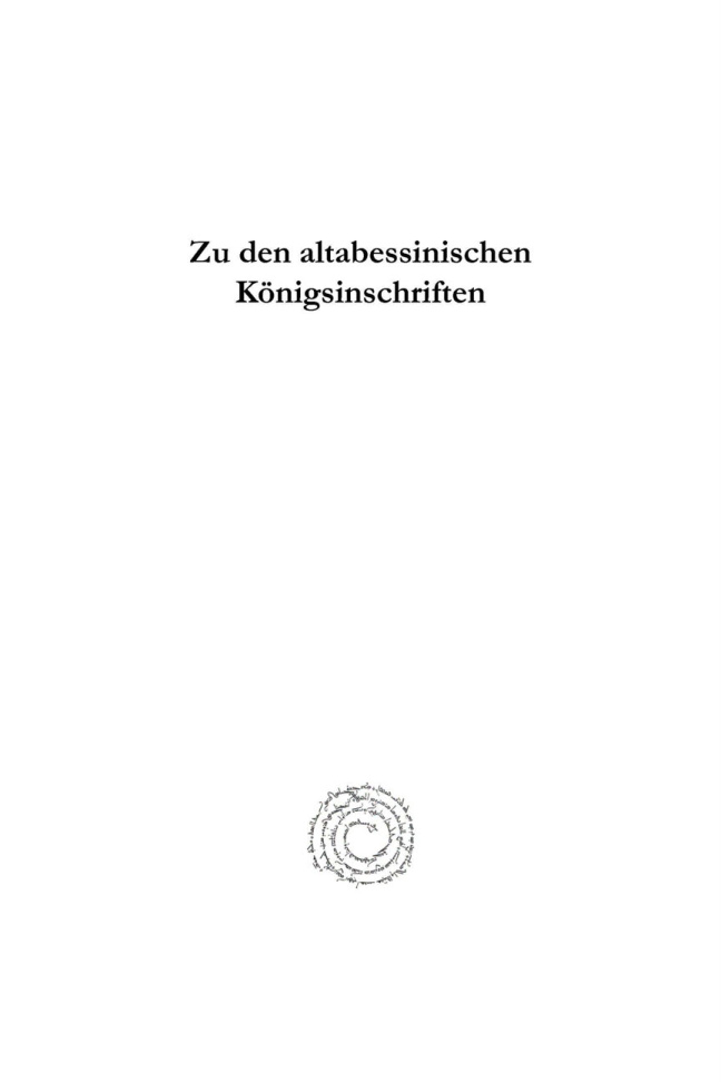 Zu den altabessinischen Konigsinschriften German Edition Alfred Rahlfs Kitap Kapağı