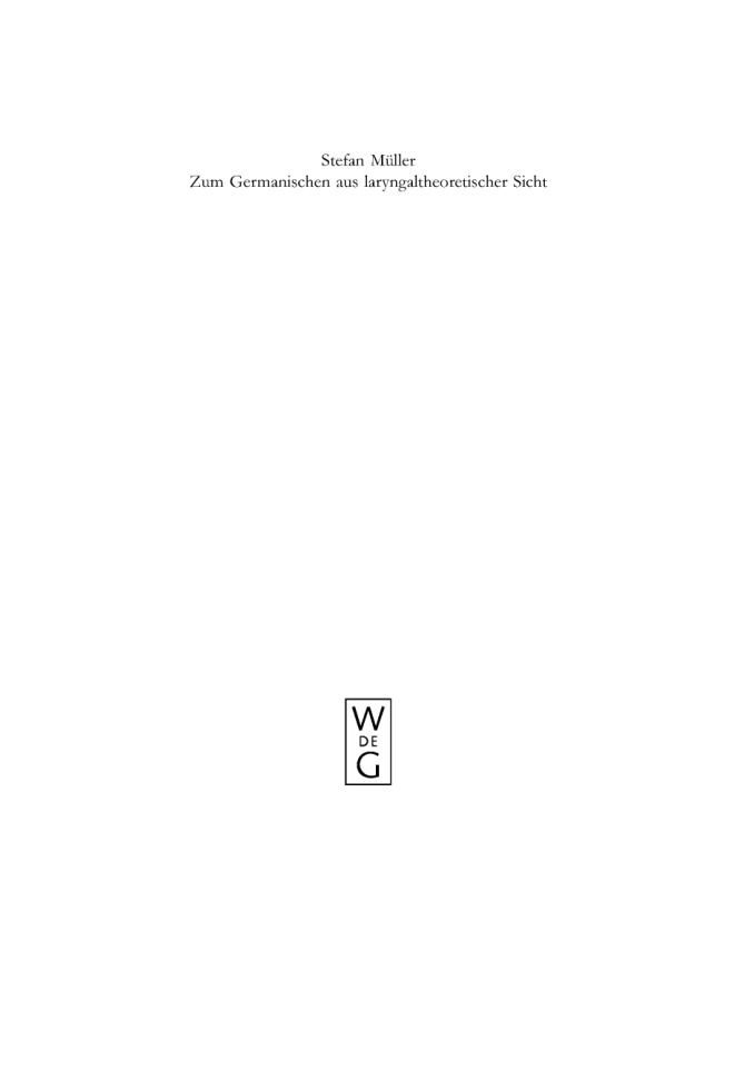 Zum Germanischen aus laryngaltheoretischer Sicht German Edition Stefan Muller Kitap Kapağı