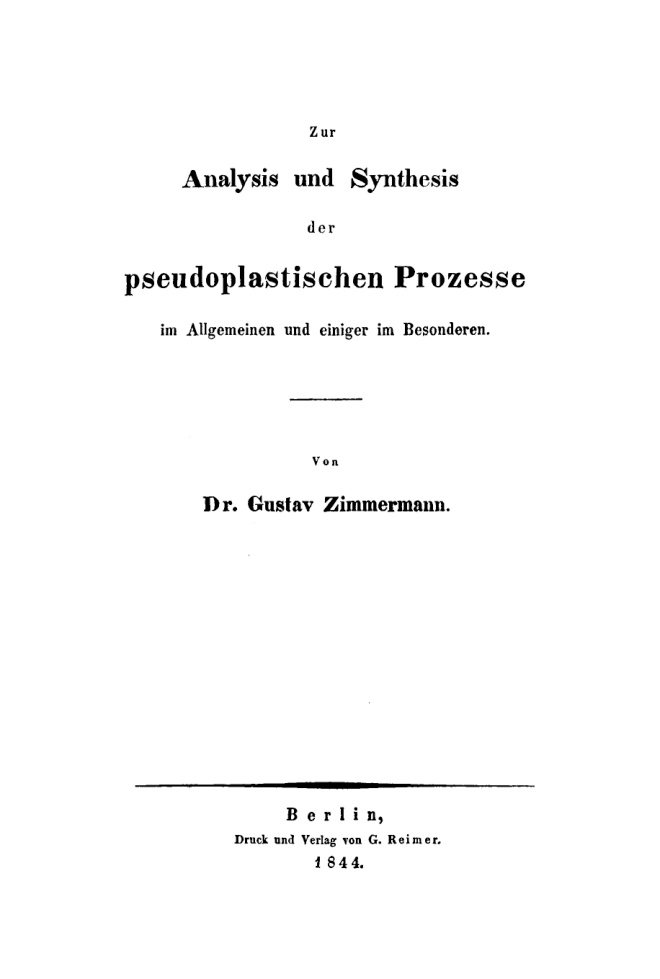 Zur Analysis und Synthesis der pseudoplastischen Prozesse im Allgemeinen und einiger im Besonderen German Edition Gustav Zimmermann Kitap Kapağı