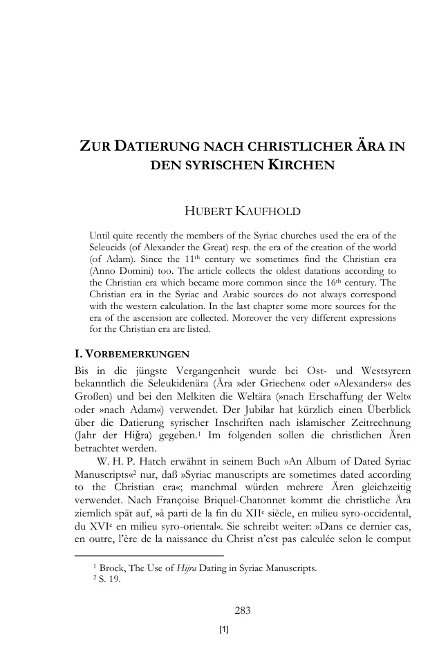 Zur Datierung nach christlicher Ara in den syrischen Kirchen German Edition Hubert Kaufhold Kitap Kapağı