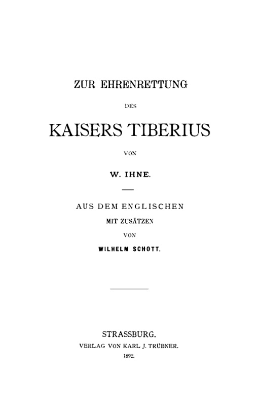 Zur Ehrenrettung des Kaisers Tiberius German Edition Wilhelm Ihne Kitap Kapağı