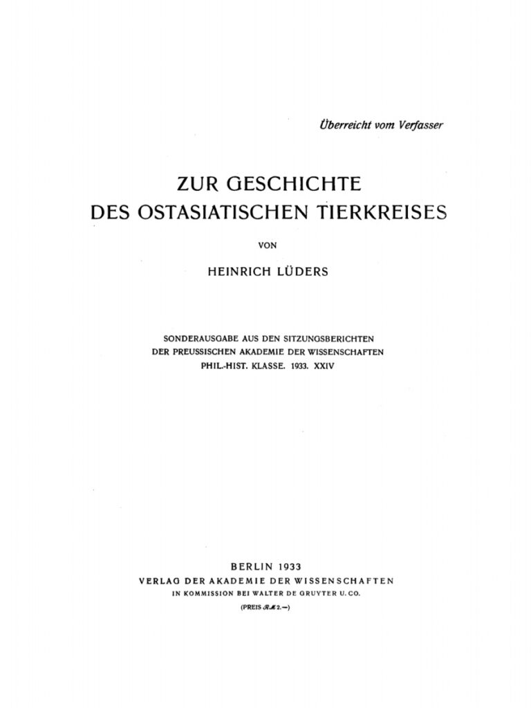 Zur Geschichte des Ostasiatischen Tierkreises German Edition Heinrich Luders Kitap Kapağı
