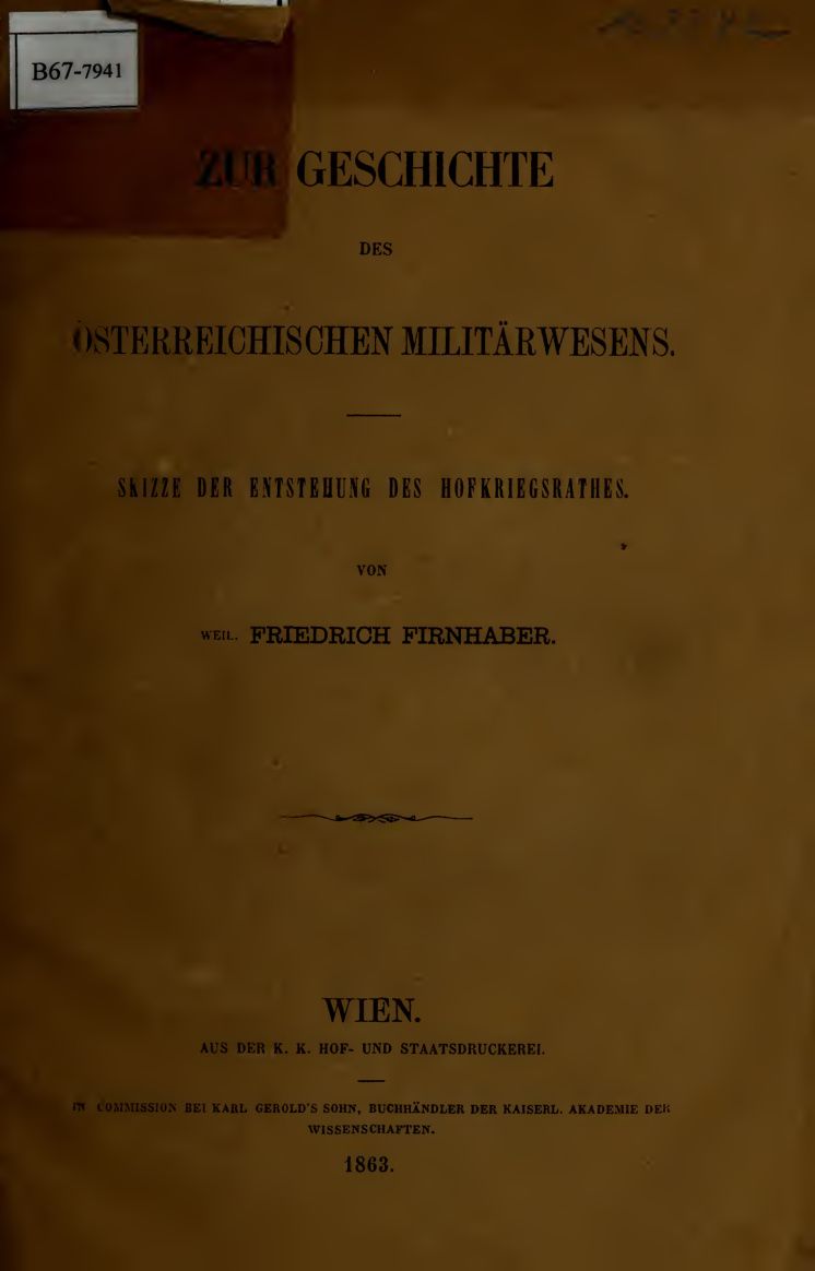 Zur Geschichte des osterreichischen Militarwesens German Edition Friedrich Firnhaber Kitap Kapağı
