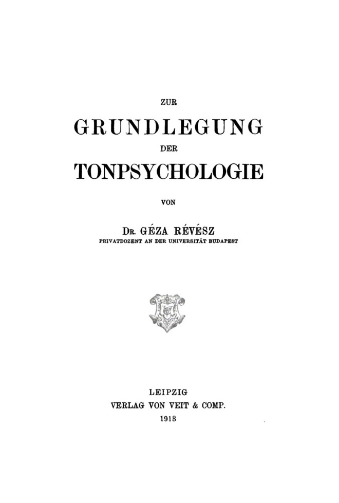Zur Grundlegung der Tonpsychologie German Edition Geza Revesz Kitap Kapağı