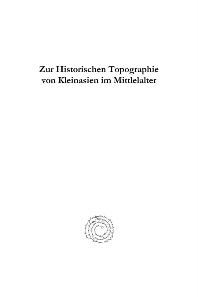 Zur Historischen Topographie von Kleinasien im Mittlelalter German Edition Wilhelm Tomaschek Kitap Kapağı