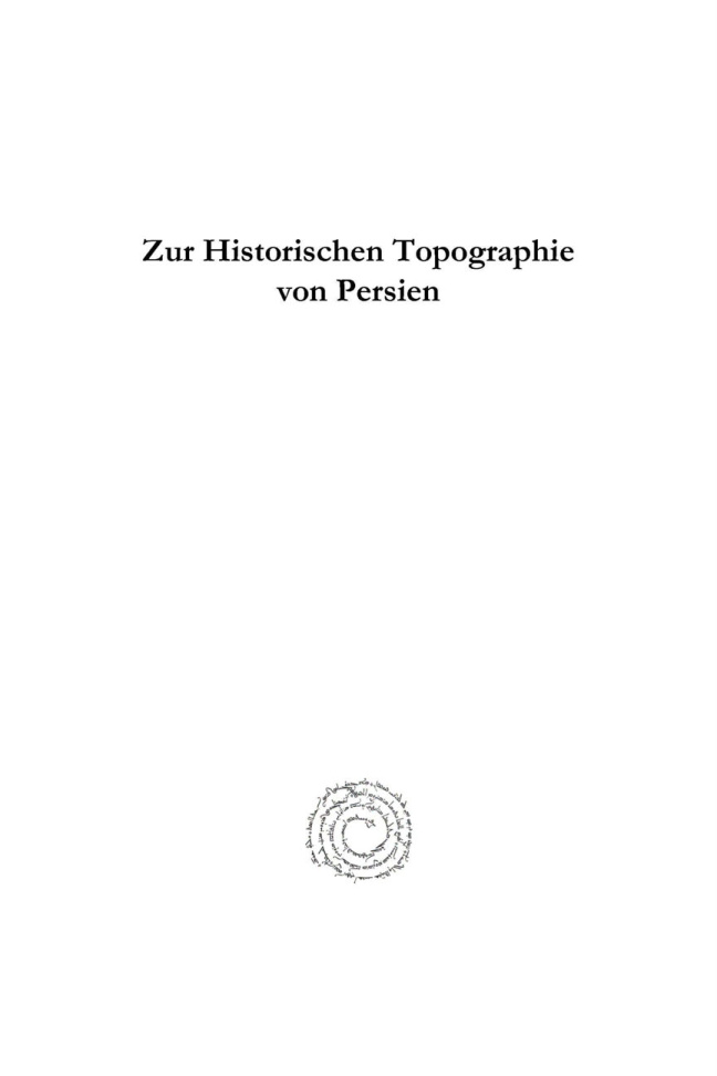 Zur Historischen Topographie von Persien German Edition Wilhelm Tomaschek Kitap Kapağı