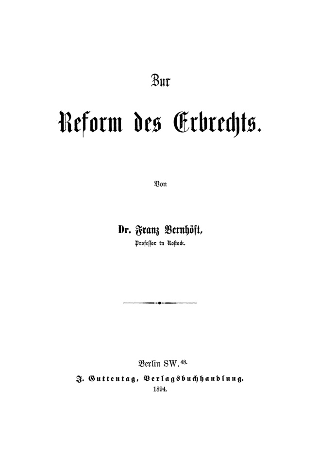 Zur Reform des Erbrechts German Edition Franz Bernhoft Kitap Kapağı