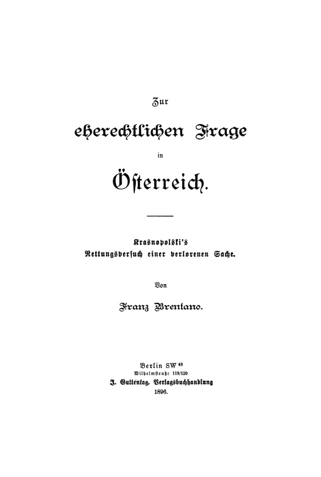 Zur eherechtlichen Frage in Osterreich German Edition Franz Brentano Kitap Kapağı