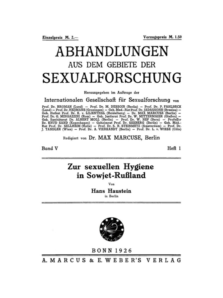 Zur sexuellen Hygiene in Sowjet Russland German Edition Hans Haustein Kitap Kapağı