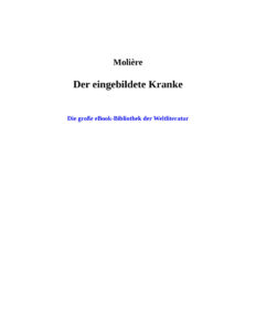 der eingebildete Kranke German Edition Moliere Kitap Kapağı