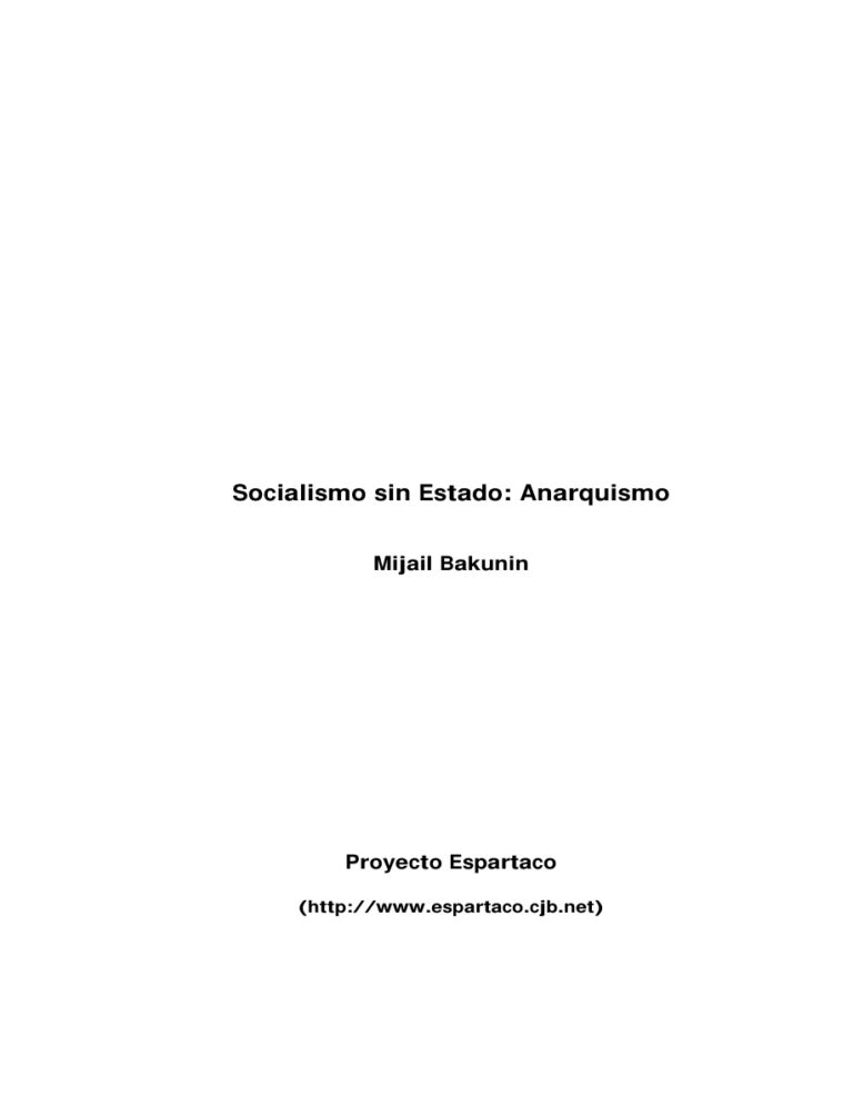 socialismo sin Estado Anarquismo Mijail Bakunin Kitap Kapağı