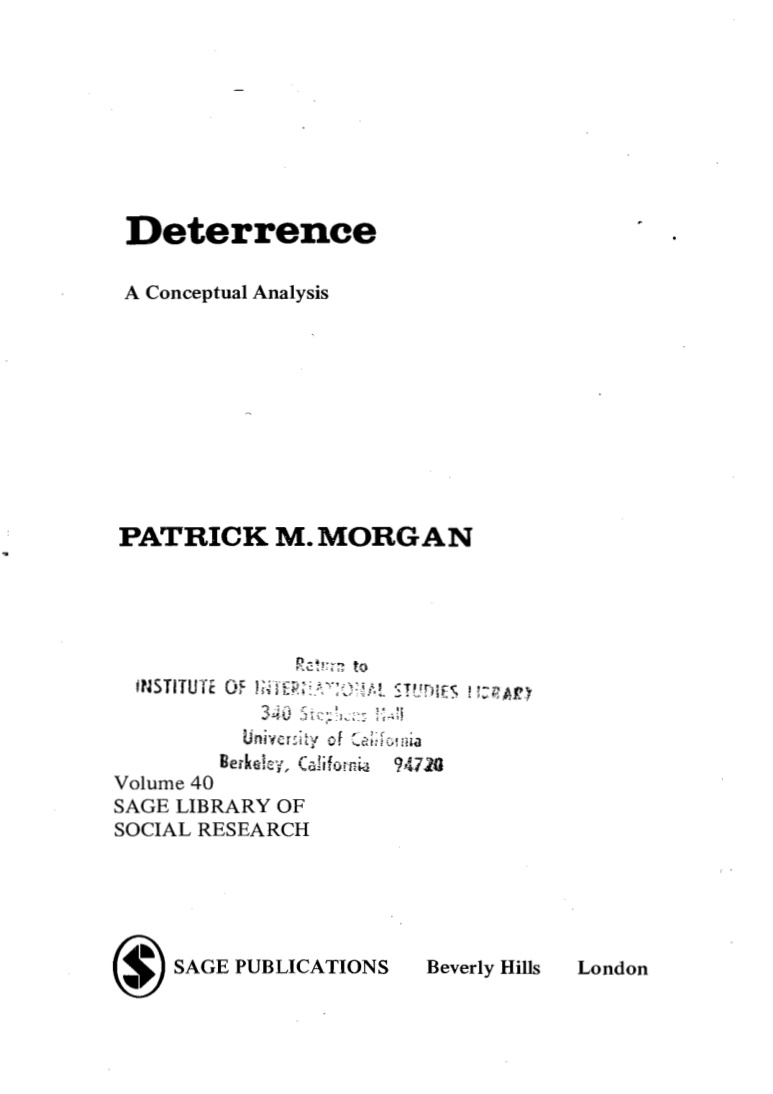 deterrence A conceptual analysis Patrick M Morgan Kitap Kapağı