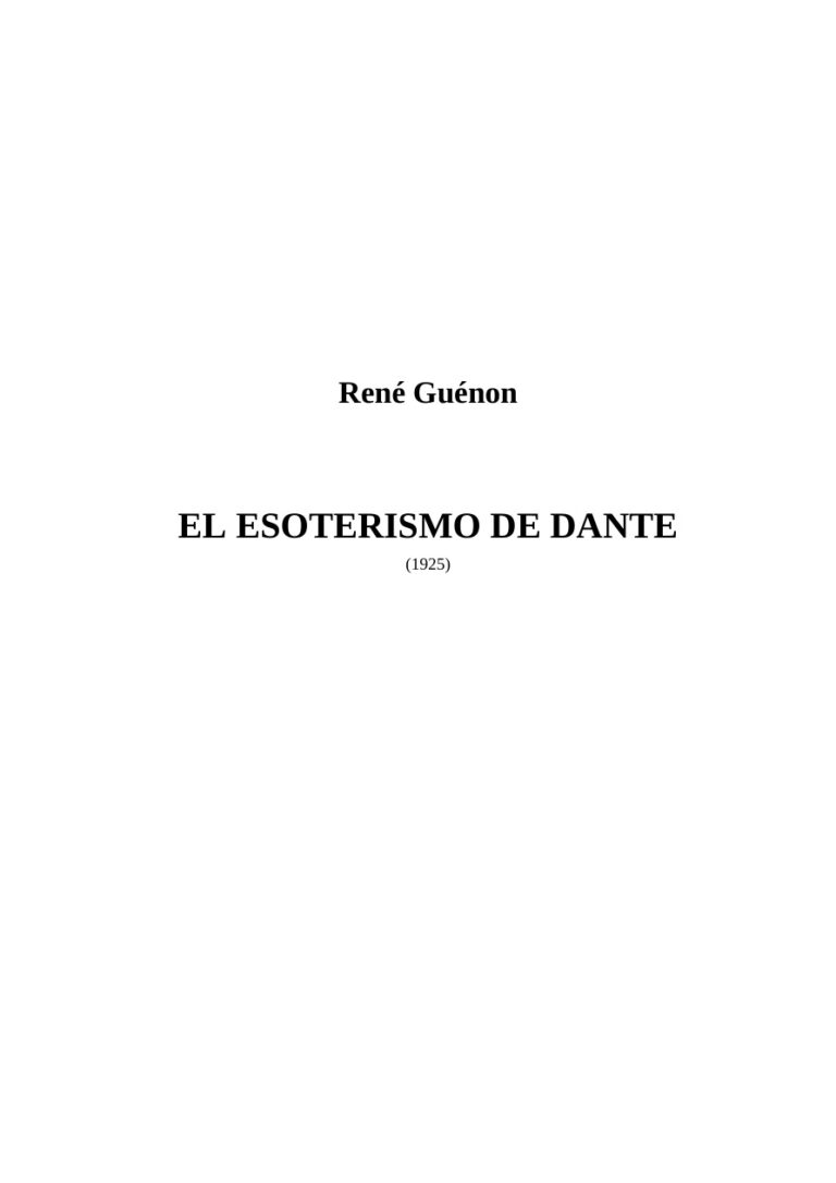 el esoterismo de dante Spanish Edition Guenon Rene Kitap Kapağı
